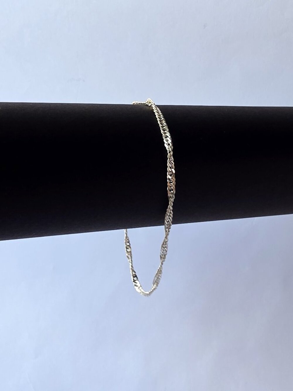 Sterling Silver 925 Vintage Singapore Twist Chain Bracelet 7.25"